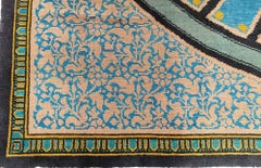 Doris Leslie Blau Vintage French Art Deco Floral Light Blue Hand-Knotted Rug
