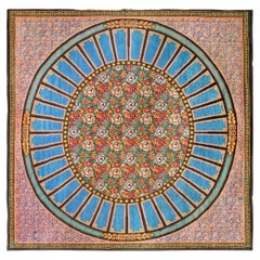 Doris Leslie Blau Vintage French Art Deco Floral Light Blue Hand-Knotted Rug