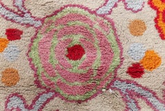 Doris Leslie Blau Vintage French Art Deco Floral Soft Beige Hand-Knotted Carpet