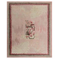 Doris Leslie Blau Vintage French Art Deco Floral Soft Beige Hand-Knotted Rug
