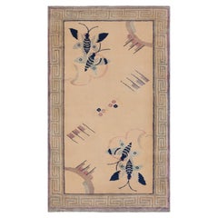 Doris Leslie Blau Vintage French Art Deco Floral Soft Beige Hand-Knotted Rug