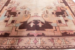 Doris Leslie Blau: Vintage-Teppich im französischen Art-déco-Stil mit geometrischem Muster in Hellbeige