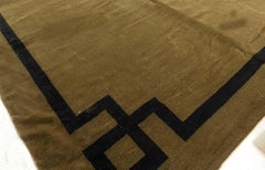 Doris Leslie Blau Vintage French Art Deco Geometric Oversized Olive Rug