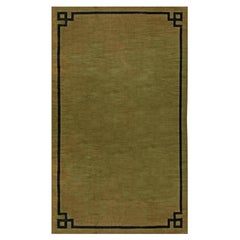 Doris Leslie Blau Vintage French Art Deco Geometric Oversized Olive Rug