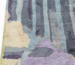 Doris Leslie Blau Vintage French Art Deco Geometric Slate Gray Hand-Knotted Rug