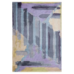 Doris Leslie Blau Vintage French Art Deco Geometric Slate Gray Hand-Knotted Rug