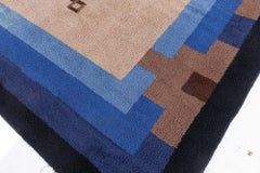Doris Leslie Blau Vintage French Art Deco Geometric Warm Tan Hand-Knotted Rug