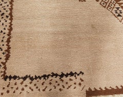 Doris Leslie Blau Vintage French Art Deco Geometric Warm Tan Hand-Knotted Rug