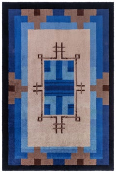 Doris Leslie Blau Vintage French Art Deco Geometric Warm Tan Hand-Knotted Rug