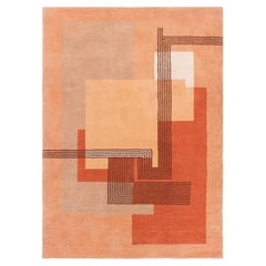 Tappeto vintage francese Art Déco di Doris Leslie Blau, con motivi geometrici color beige caldo, annodato a mano