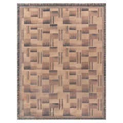 Doris Leslie Blau Vintage French Art Deco Geometric Warm Tan With Brown Rug
