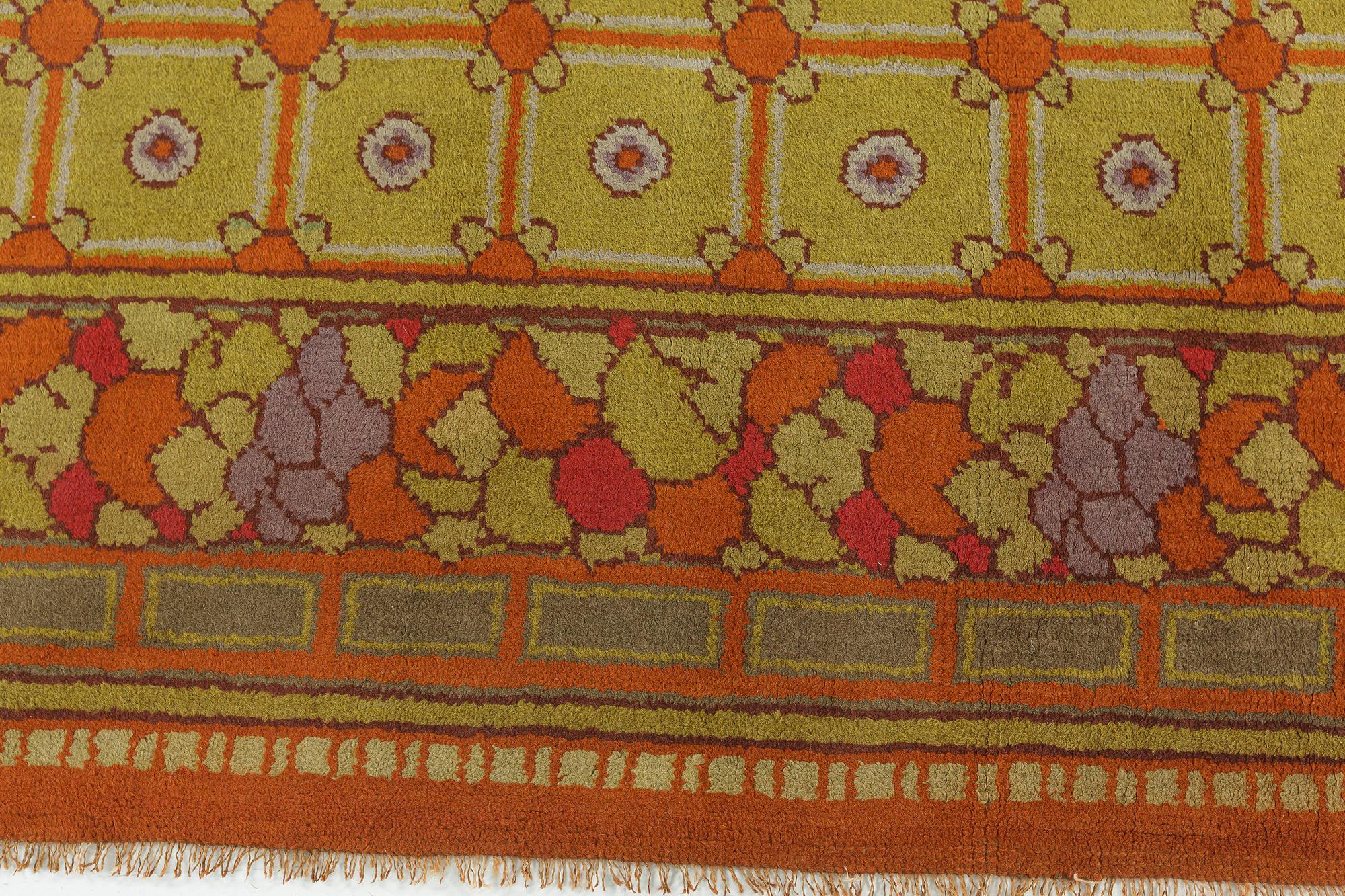 20th Century Doris Leslie Blau Vintage French Art Deco Hand Knotted Wool Rug For Sale