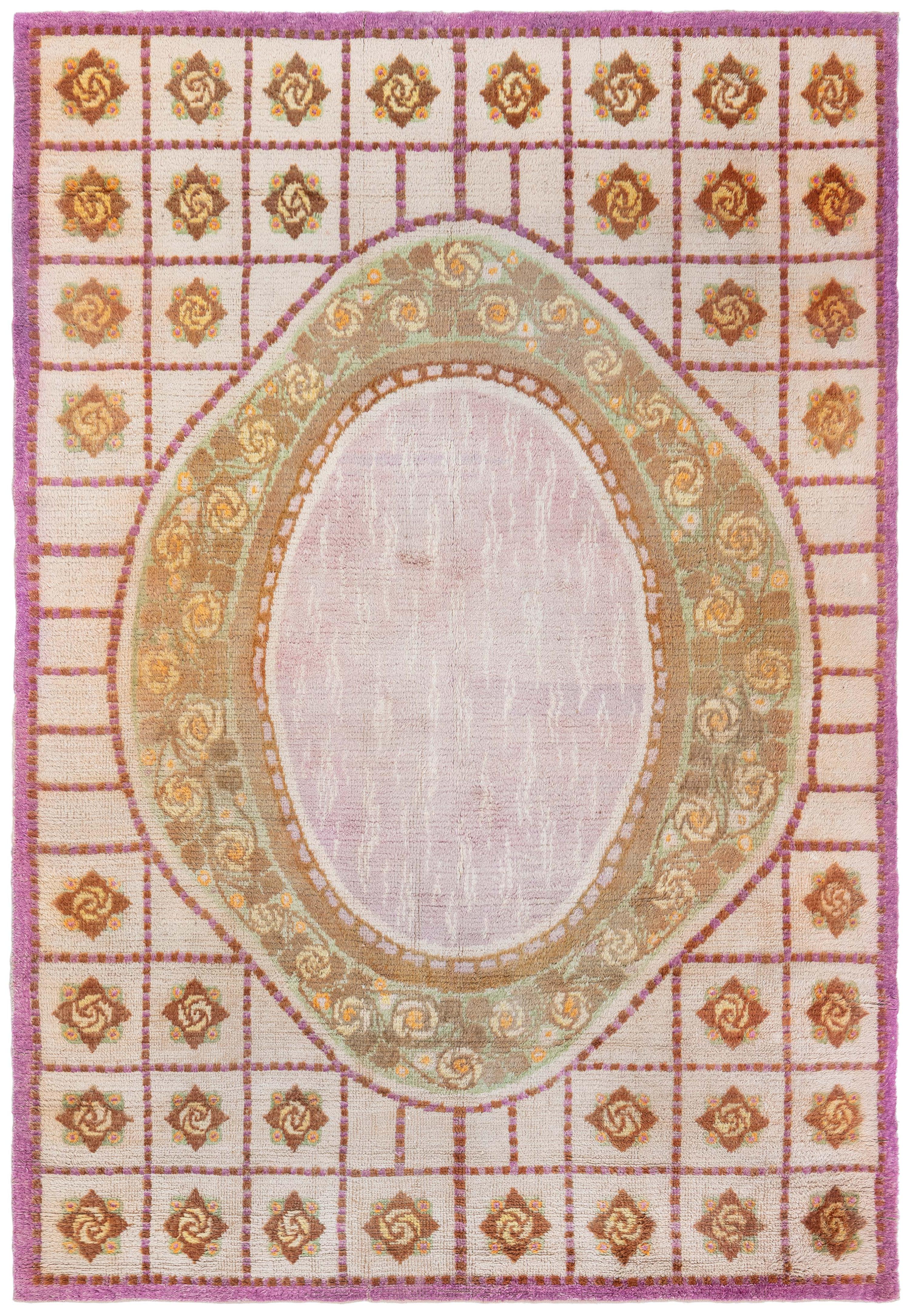 Doris Leslie Blau Vintage French Art Deco Handwoven Wool Carpet