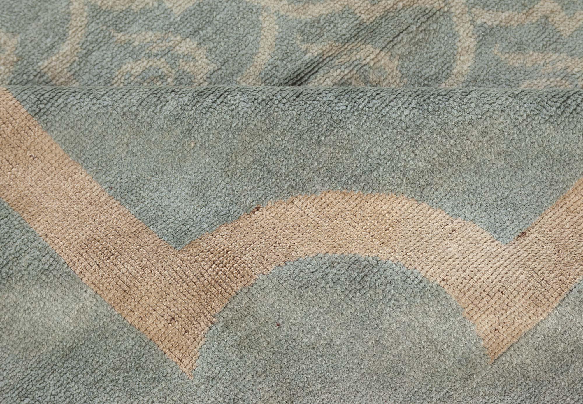 Hand-Woven Doris Leslie Blau Vintage French Art Deco Handwoven Wool Rug For Sale