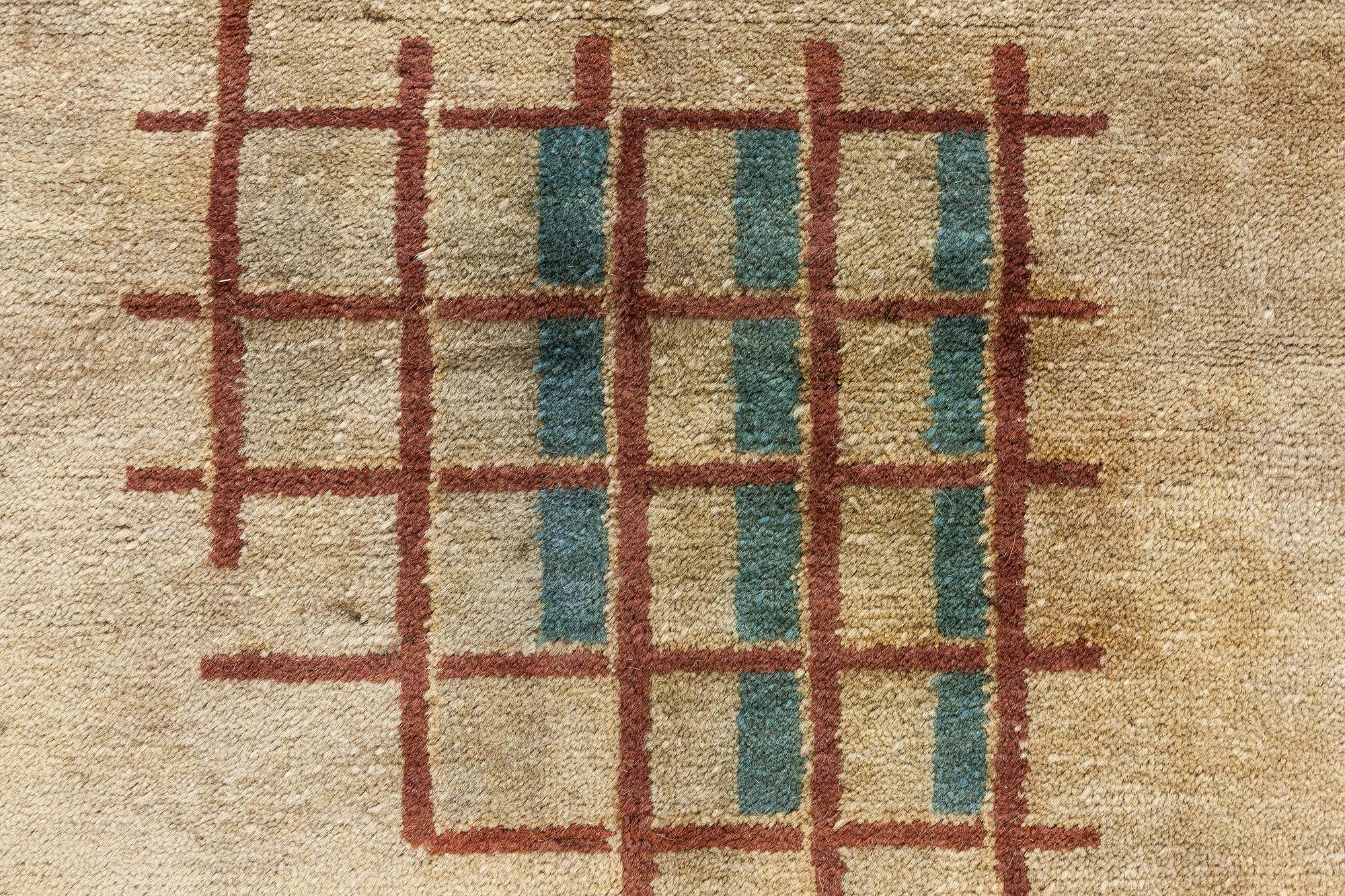Hand-Knotted Doris Leslie Blau Vintage French Art Deco Handwoven Wool Rug For Sale
