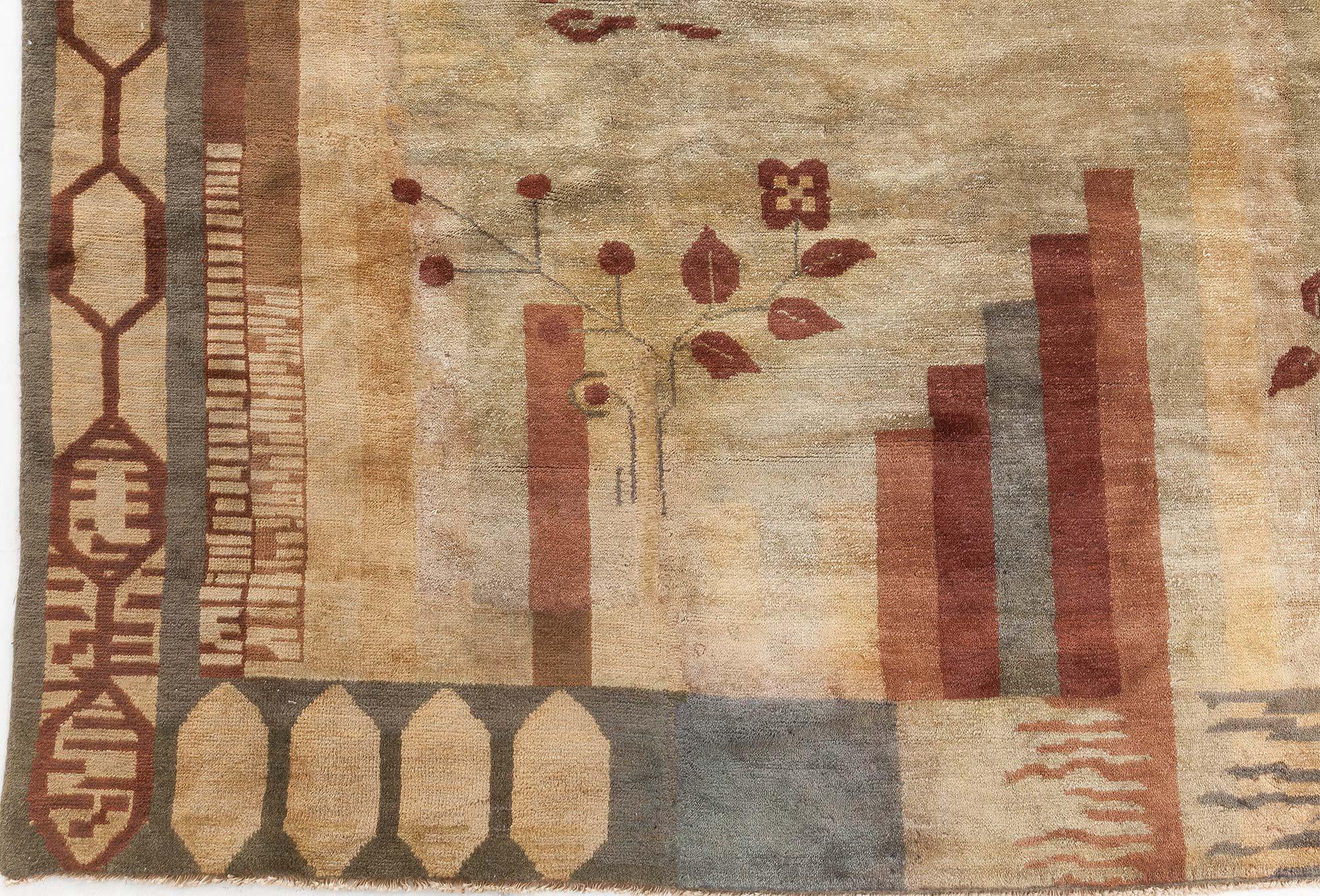 Doris Leslie Blau Vintage French Art Deco Handwoven Wool Rug In Good Condition For Sale In New York, NY