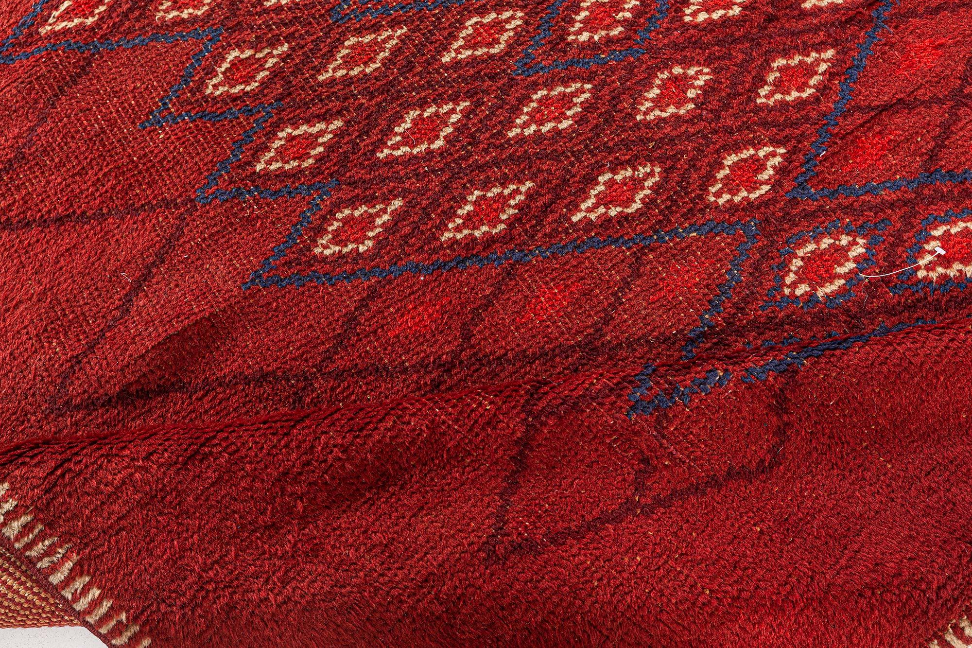 Annodato a mano Tappeto Doris Leslie Blau French Art Deco Red di Paule Leleu in vendita