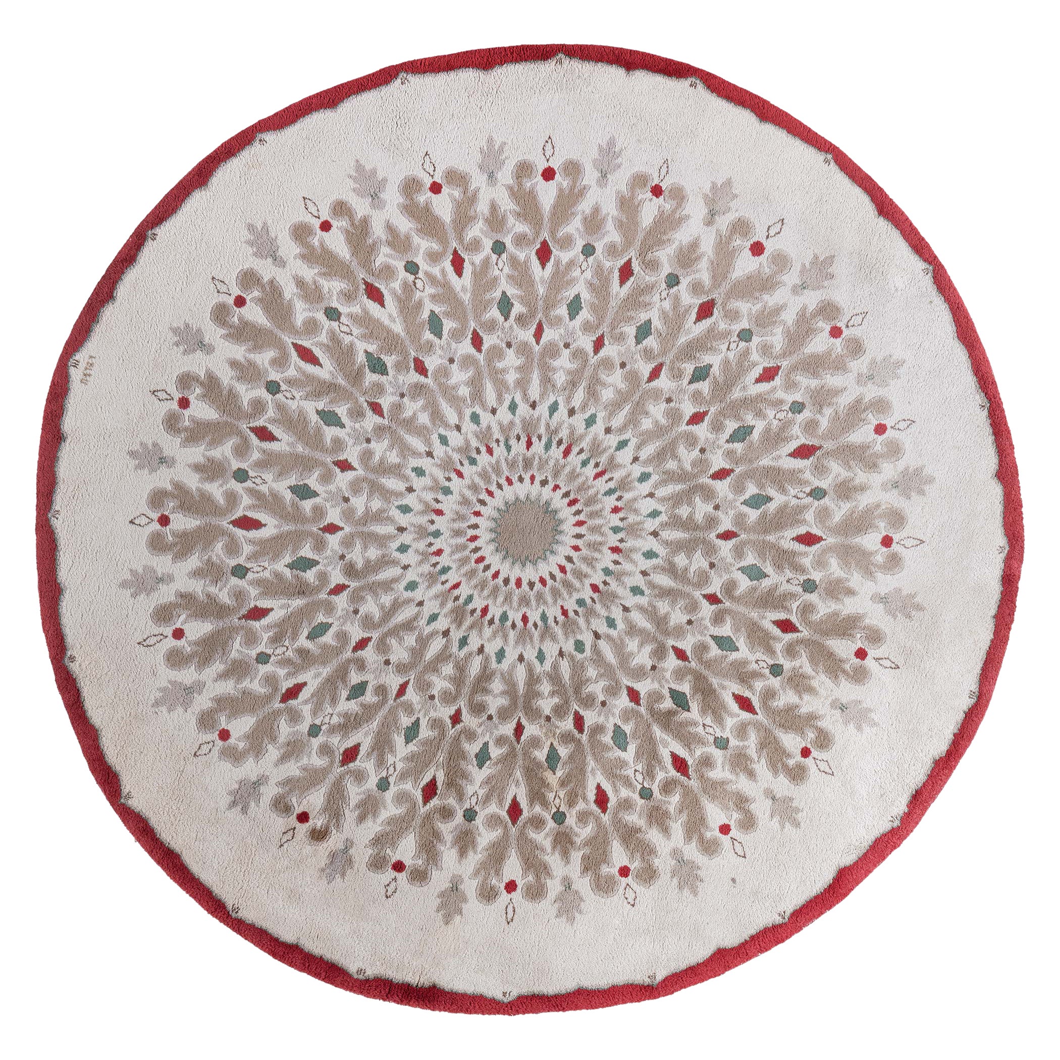 Doris Leslie Blau Runder Teppich im Vintage-Französischen Art-Déco-Stil von Paule Leleu