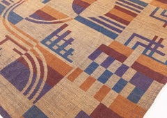 Doris Leslie Blauer französischer Art déco-Teppich im Vintage-Stil