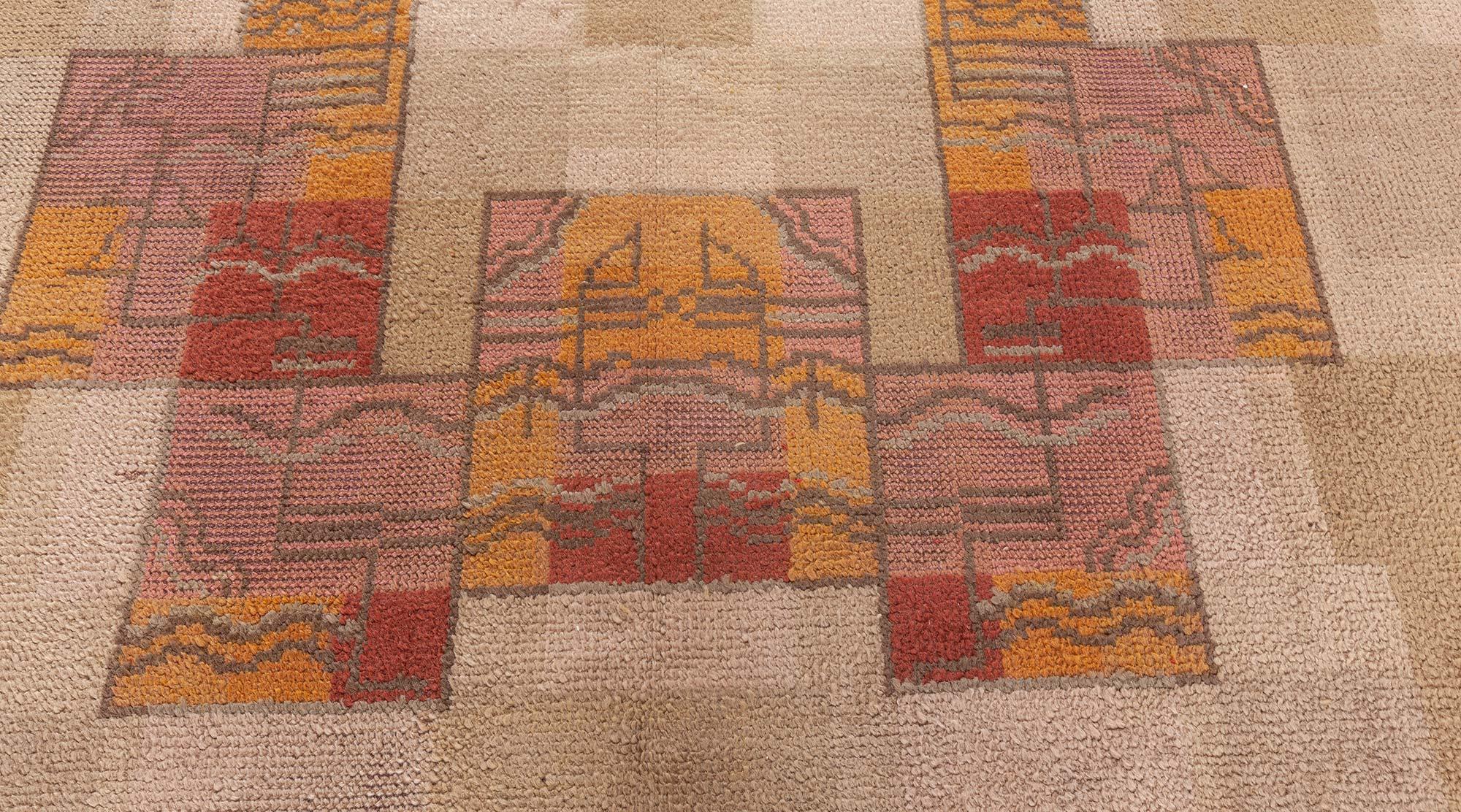 Doris Leslie Blauer französischer Art déco-Teppich im Vintage-Stil im Zustand „Gut“ im Angebot in New York, NY