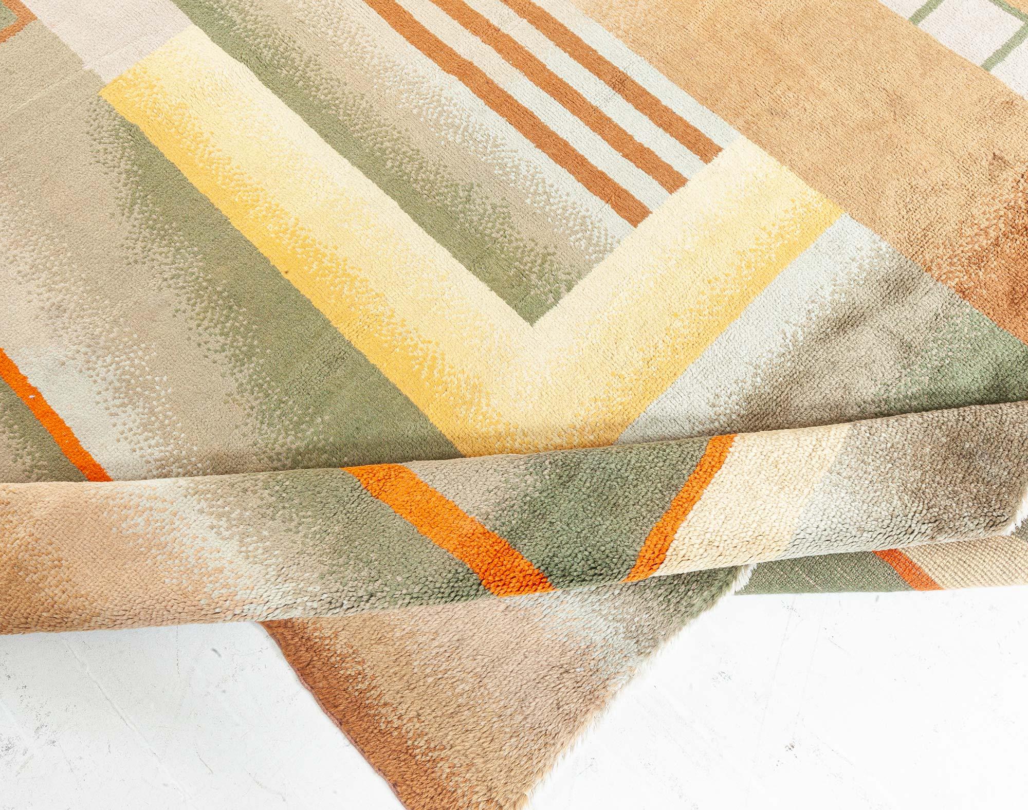 Doris Leslie Blauer französischer Art déco-Teppich im Vintage-Stil (20. Jahrhundert) im Angebot