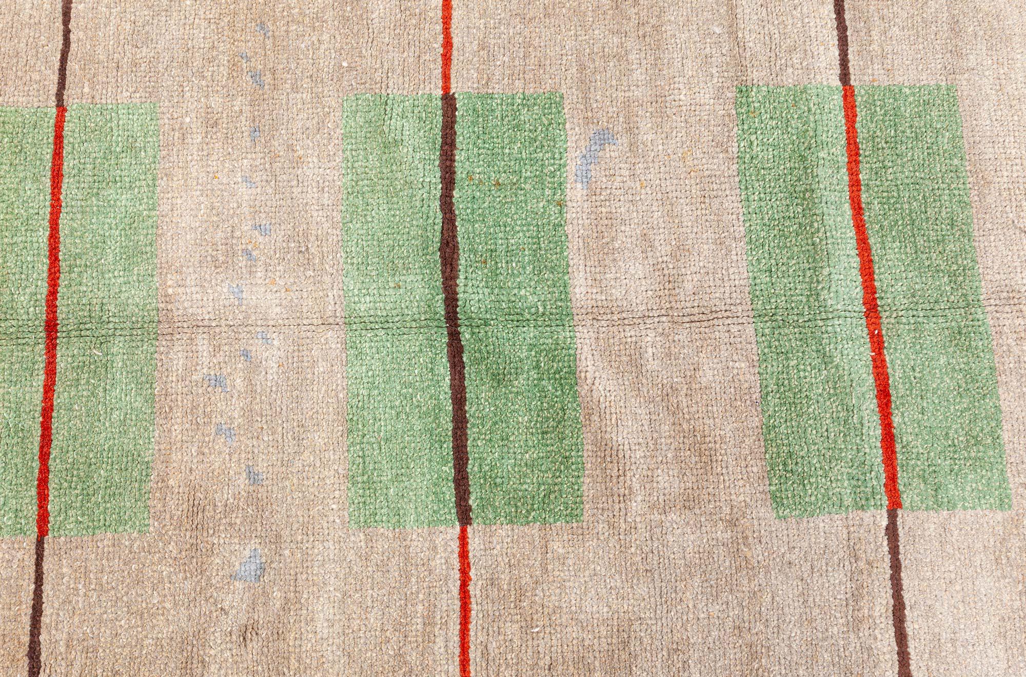 Doris Leslie Blauer französischer Art déco-Teppich im Vintage-Stil (Wolle) im Angebot