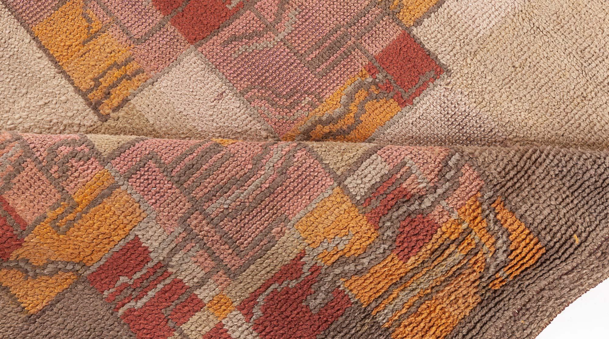 Doris Leslie Blauer französischer Art déco-Teppich im Vintage-Stil (Wolle) im Angebot