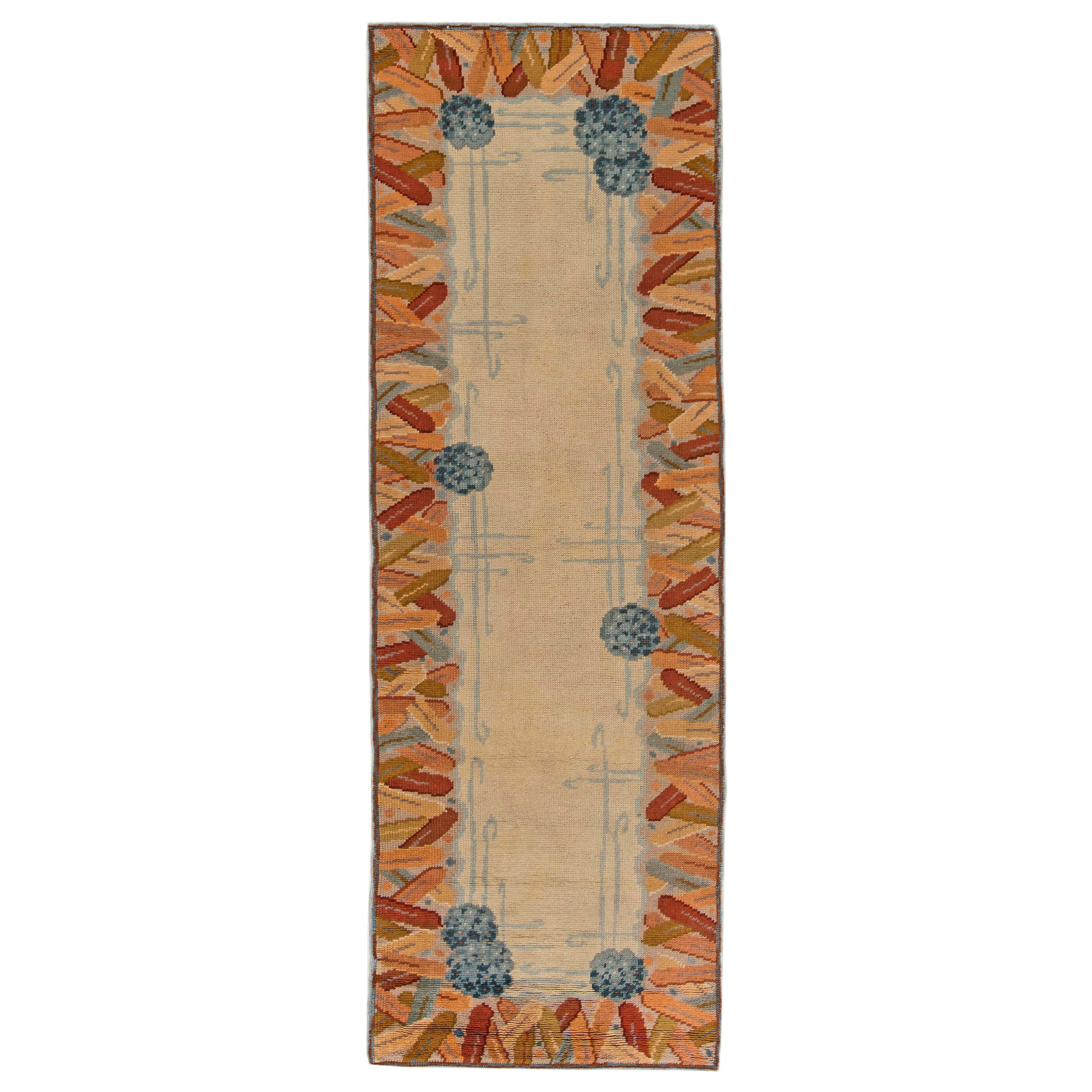Doris Leslie Blauer französischer Art déco-Teppich im Vintage-Stil