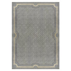 Doris Leslie Blau Vintage French Art Nouveau Floral Gray With Soft Beige Rug