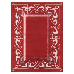 Doris Leslie Blau Vintage French Art Nouveau Geometric Soft Beige Carpet