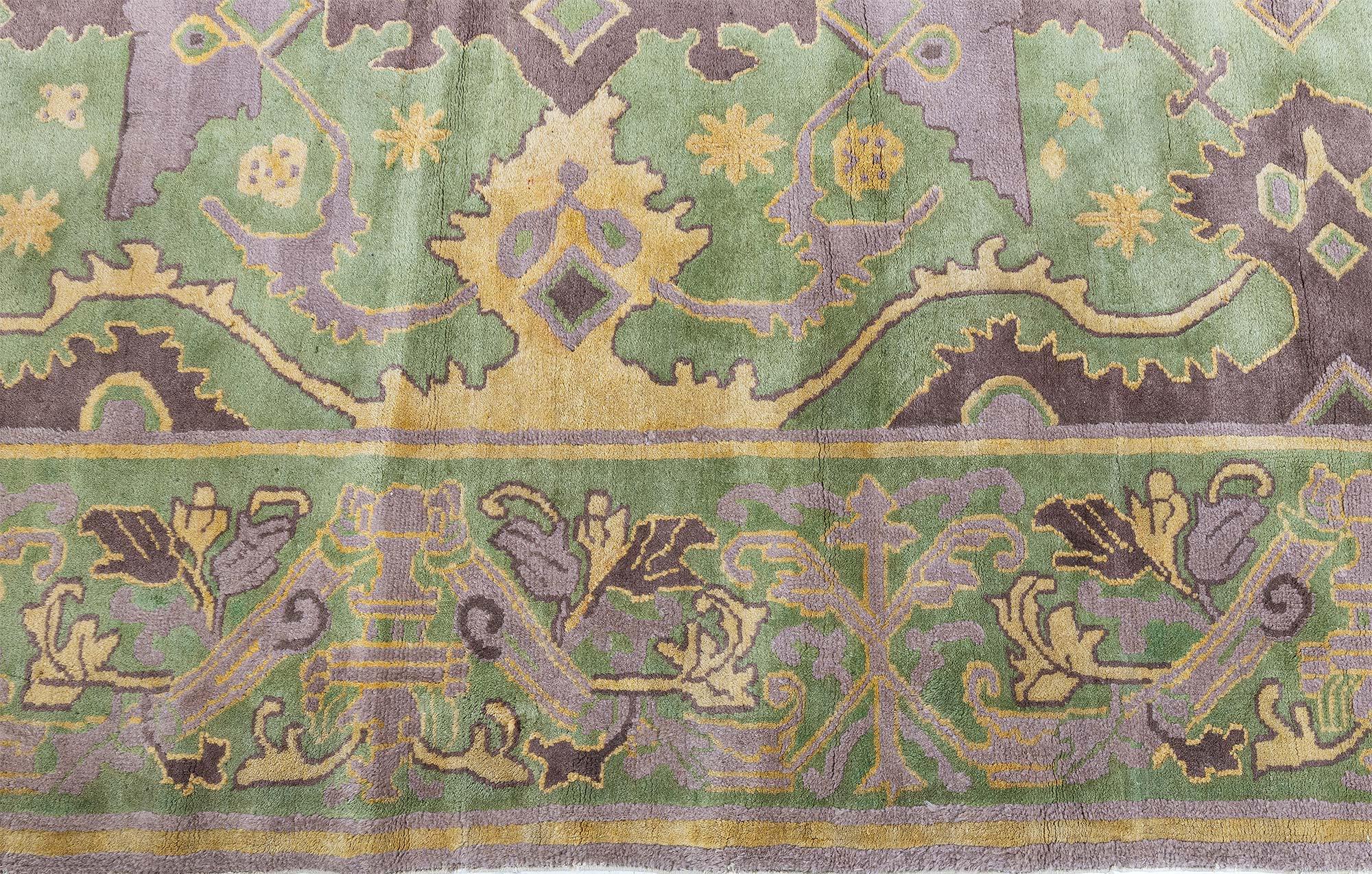 Vintage geometrische grün, lila chinesischen handgefertigten Wollteppich
Größe: 13'5