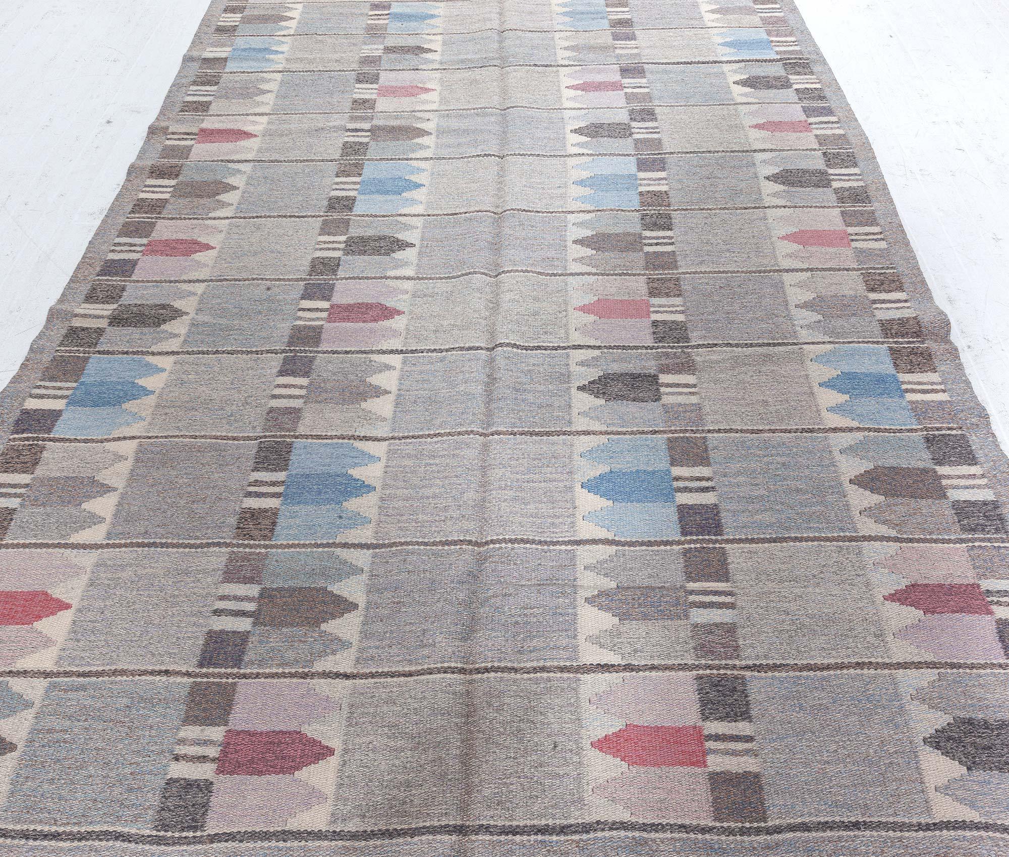 Suédois Doris Leslie Blau Vintage Geometric Swedish Grey Rölakan by Kerstin Butler en vente