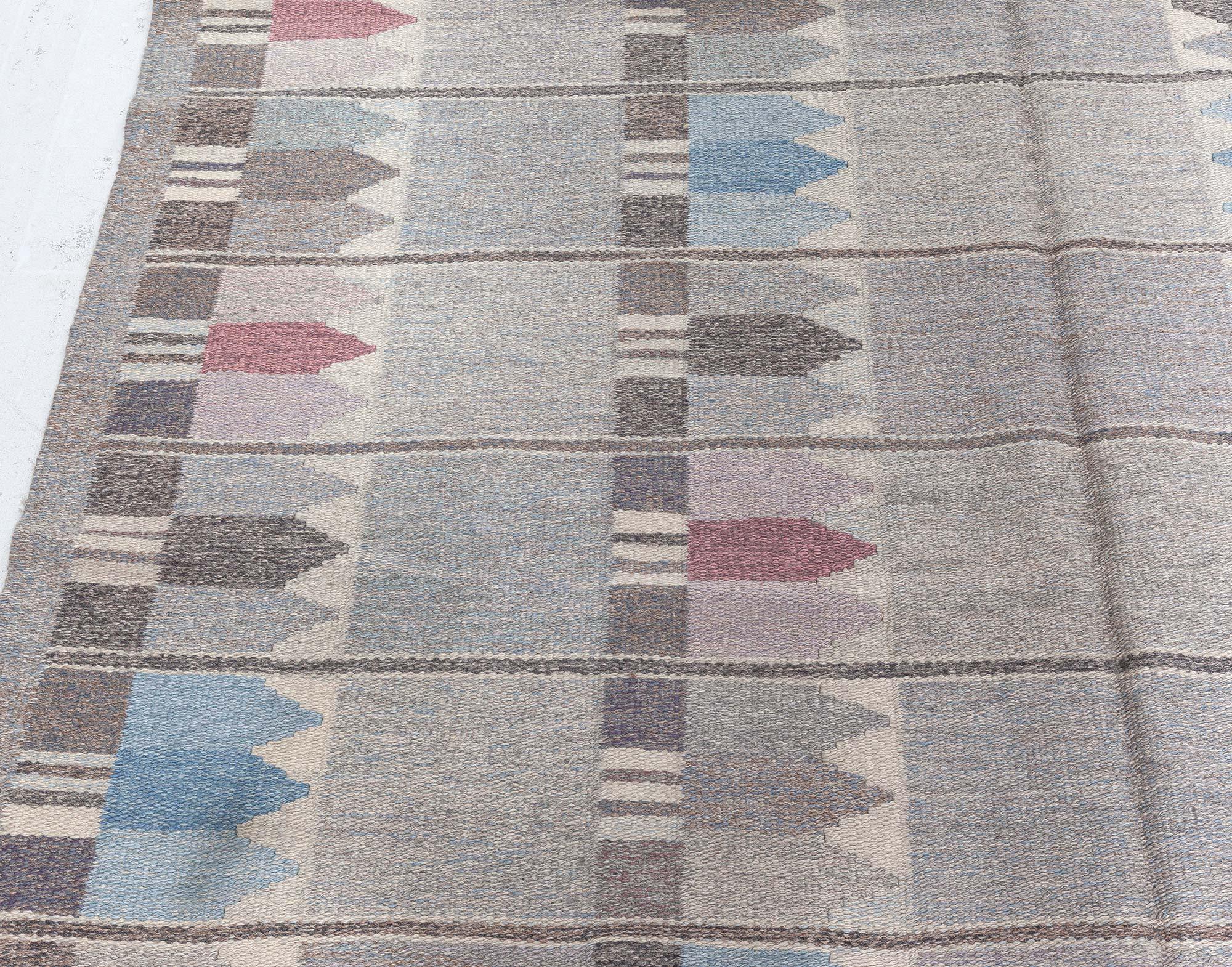 Doris Leslie Blau Vintage Geometric Swedish Grey Rölakan by Kerstin Butler Bon état - En vente à New York, NY