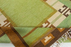 Doris Leslie Blau Vintage Green Flat-weave Rug by Ingegerd Silow