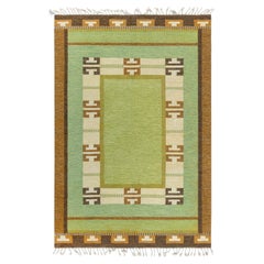 Doris Leslie Blau Alfombra verde vintage de tejido plano de Ingegerd Silow