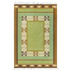 Doris Leslie Blau Vintage Green Flat-weave Rug by Ingegerd Silow