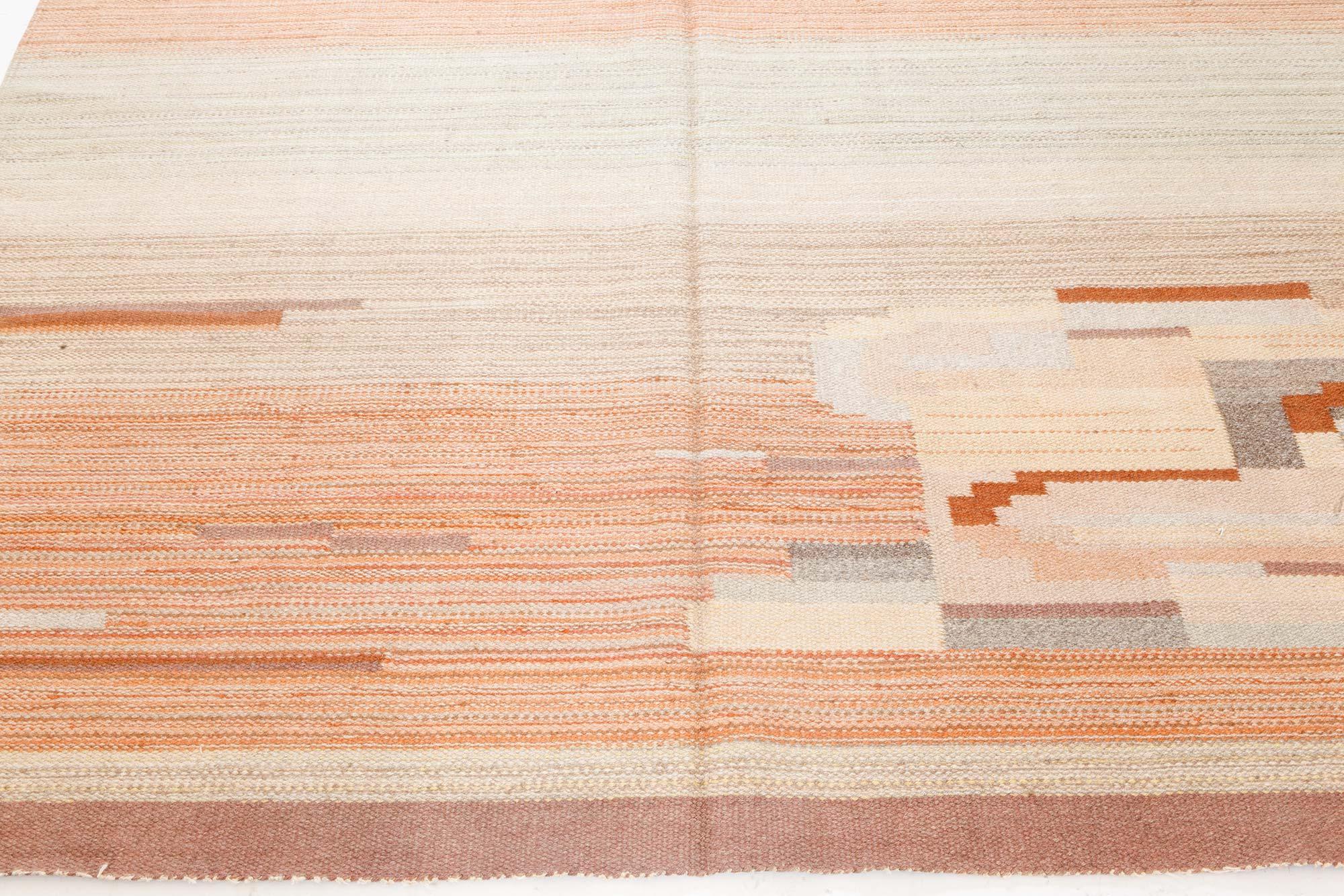 Hand-Knotted Doris Leslie Blau Vintage Hand-Woven Art Deco Style Scandinavian Rug For Sale