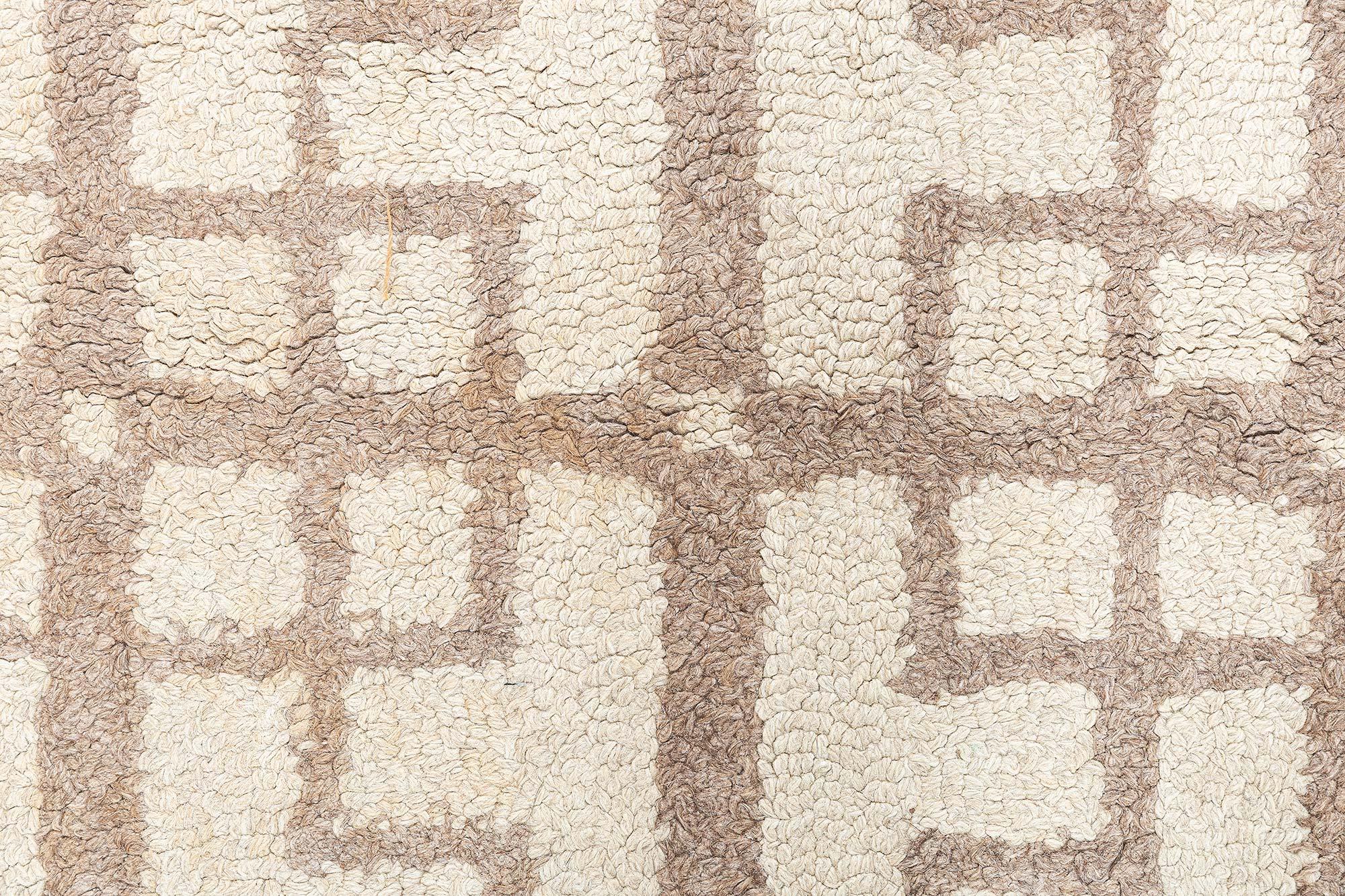 Hand-Knotted Doris Leslie Blau Vintage Hooked Geometric Wool Rug For Sale