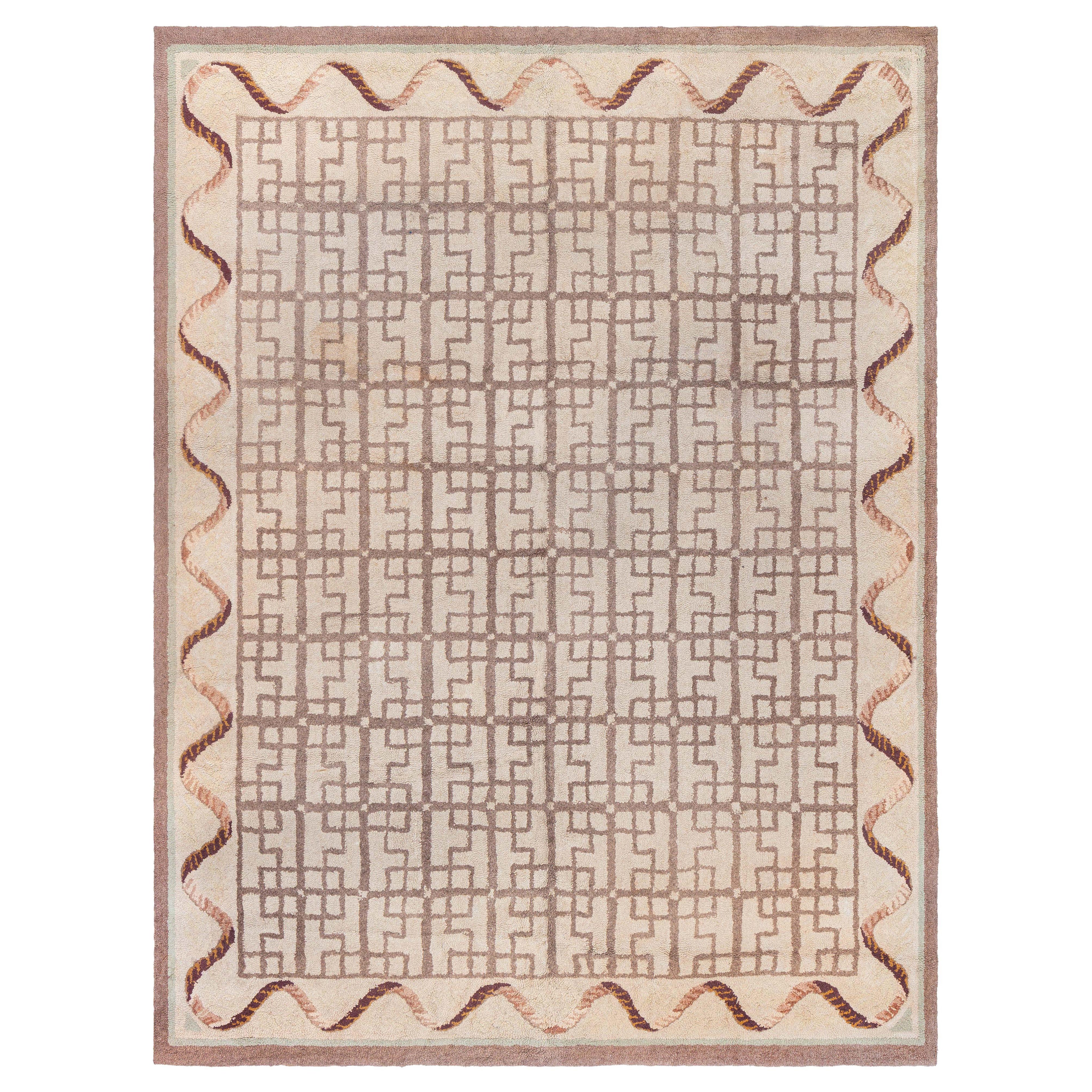 Tappeto geometrico in lana con ganci Doris Leslie Blau Vintage
