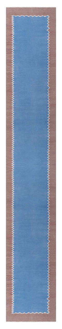 Doris Leslie Blau Vintage Indian Dhurrie Blue Brown Runner