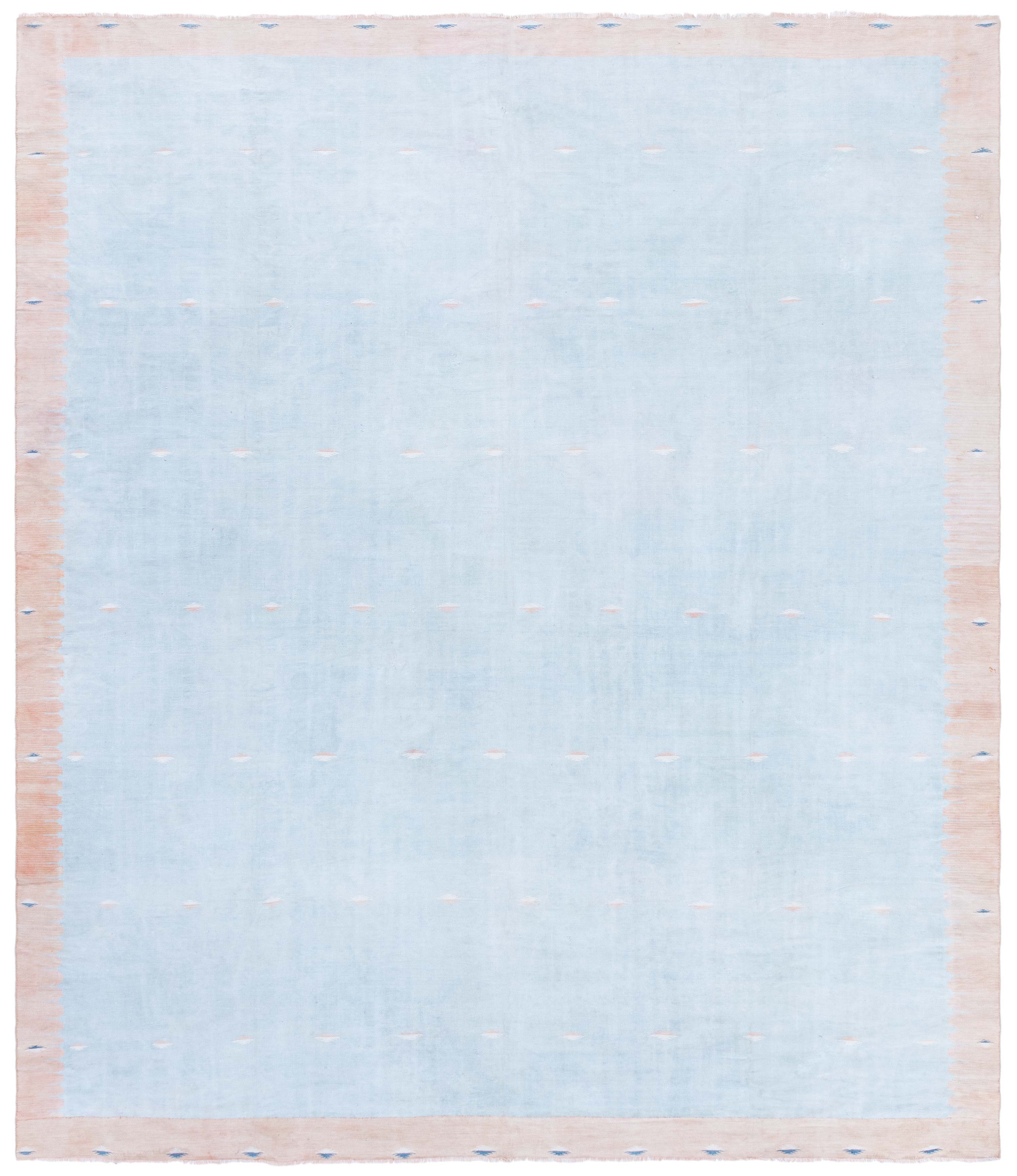 Doris Leslie Blau Vintage Indian Dhurrie Blue Flatweave Cotton Rug