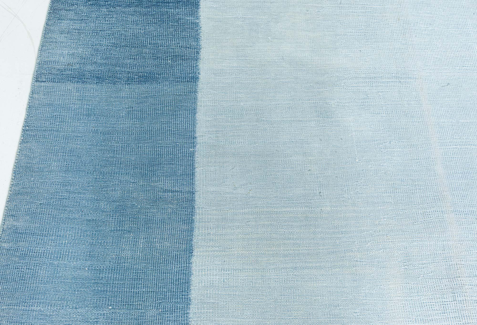 Doris Leslie Blauer Vintage indischer Dhurrie-Teppich in Dhurrie-Blau (Indisch) im Angebot