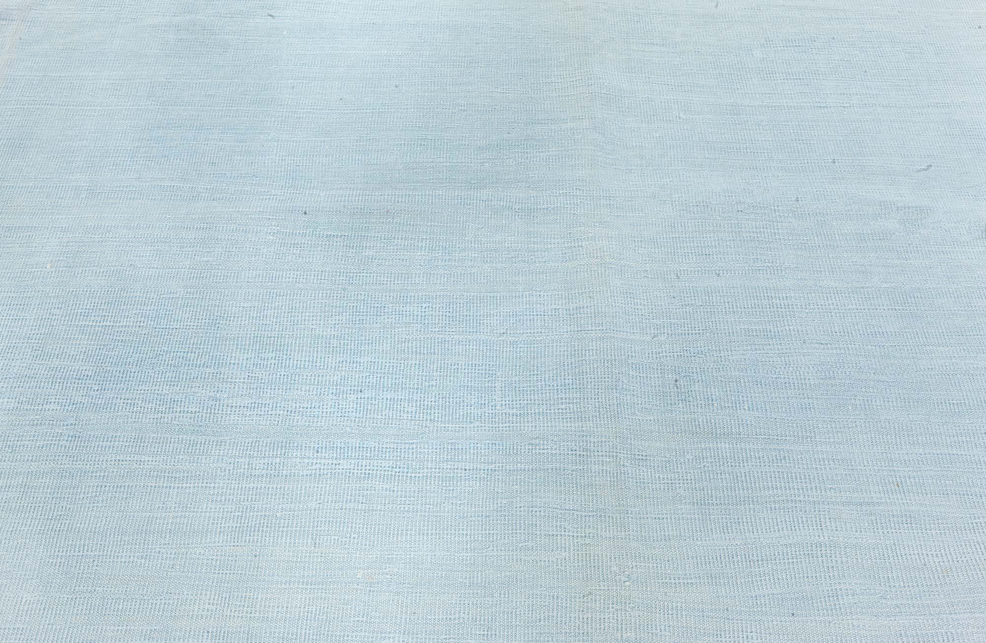 Doris Leslie Blauer Vintage indischer Dhurrie-Teppich in Dhurrie-Blau (Handgewebt) im Angebot