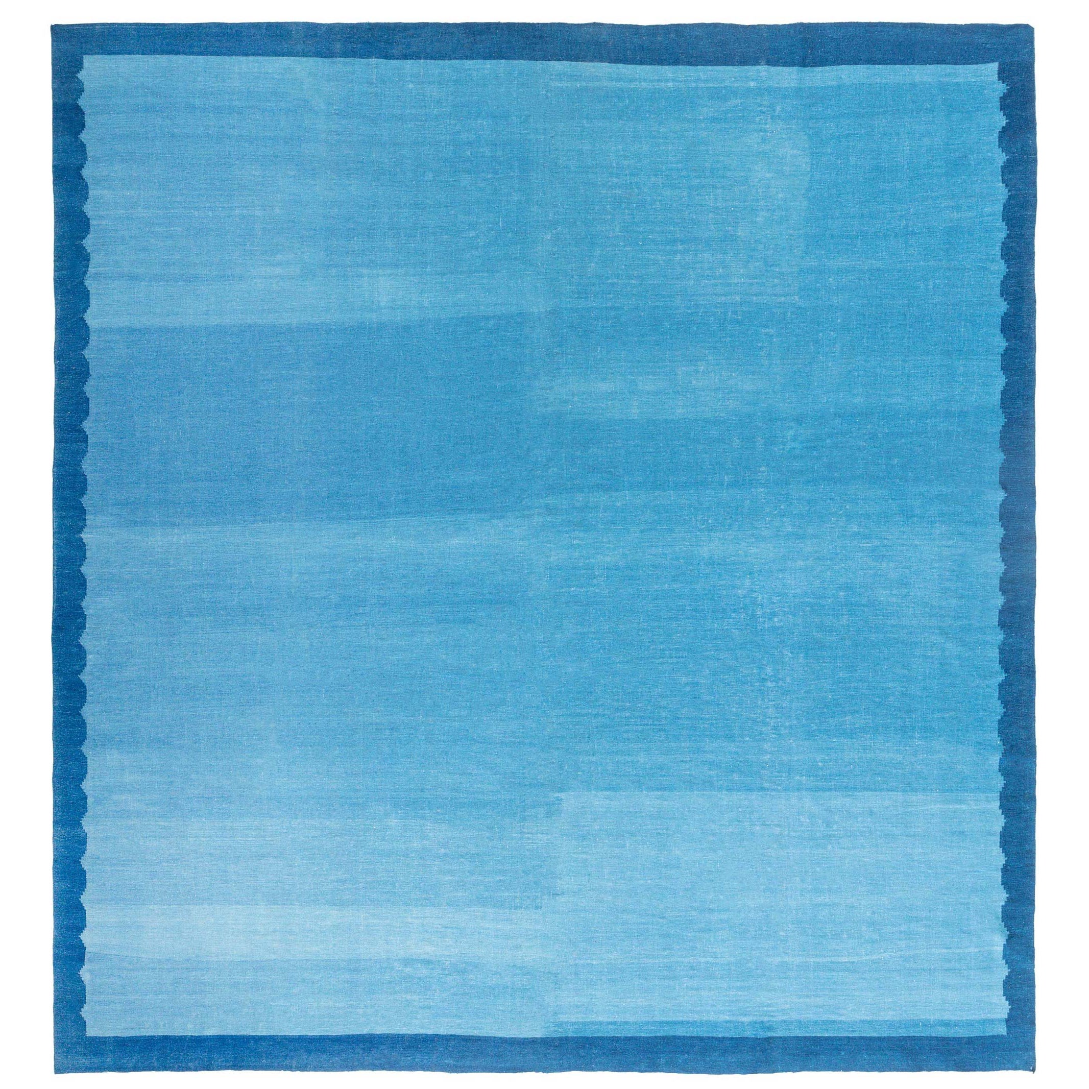 Doris Leslie Blau Vintage Indian Dhurrie Blue Rug