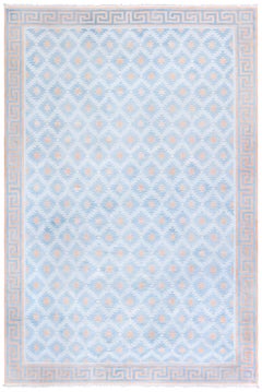 Doris Leslie Blau Vintage Indian Dhurrie Geometric Blue Flatweave Cotton Rug