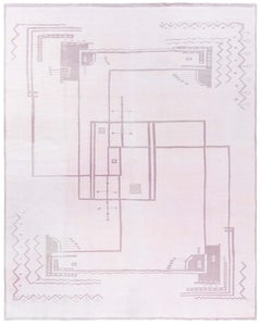 Doris Leslie Blau Vintage Indian Dhurrie Geometric Pink Flatweave Cotton Carpet