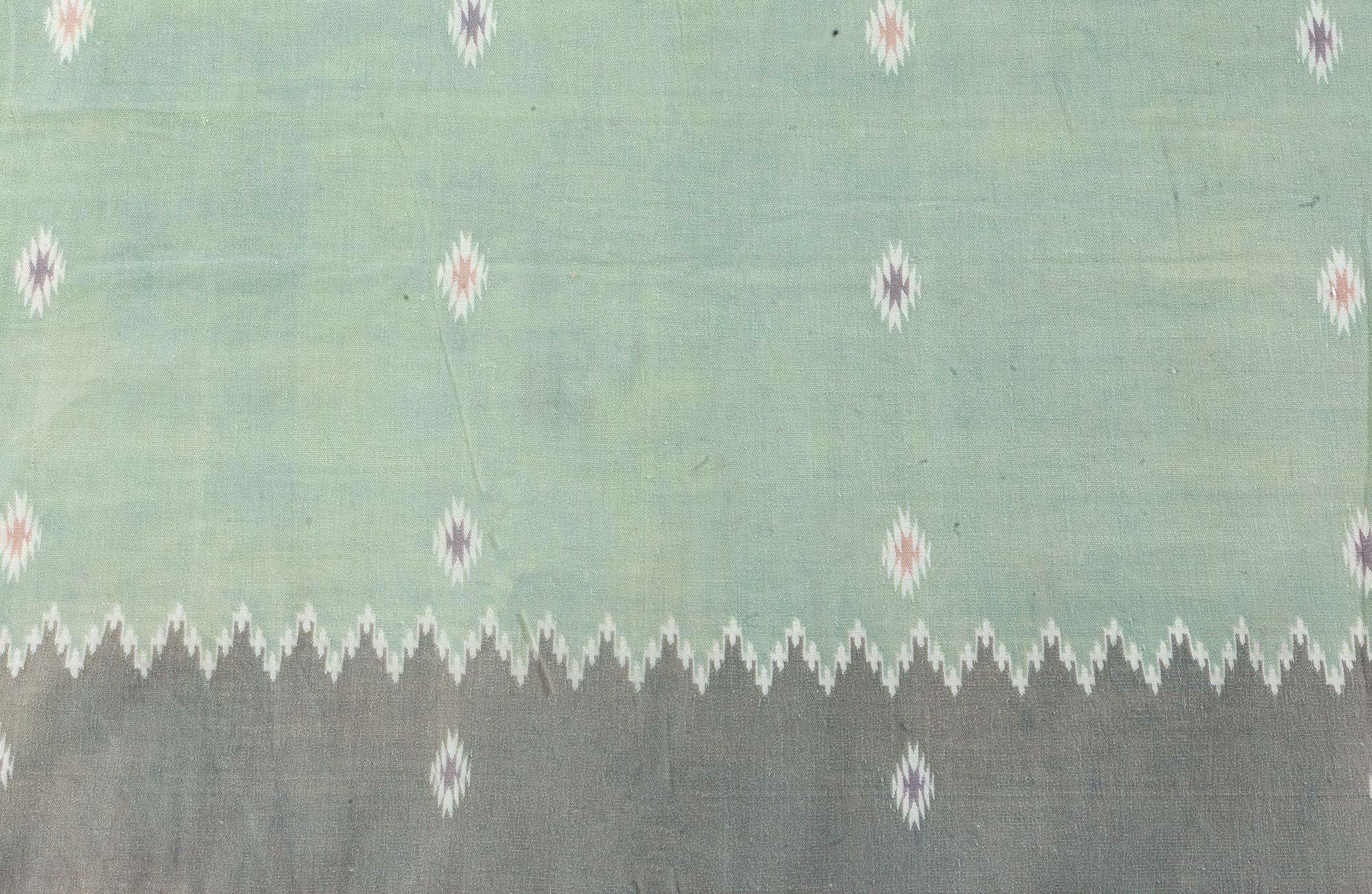 Alfombra Doris Leslie Blau Vintage Indian Dhurrie Verde Moderno de mediados de siglo en venta