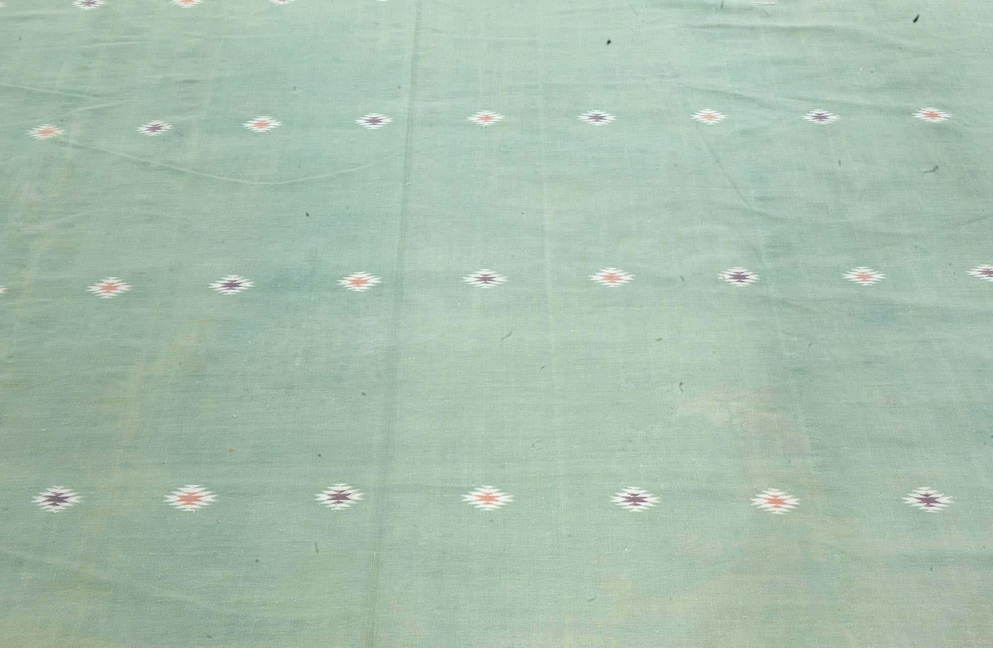 Alfombra Doris Leslie Blau Vintage Indian Dhurrie Verde Indio en venta