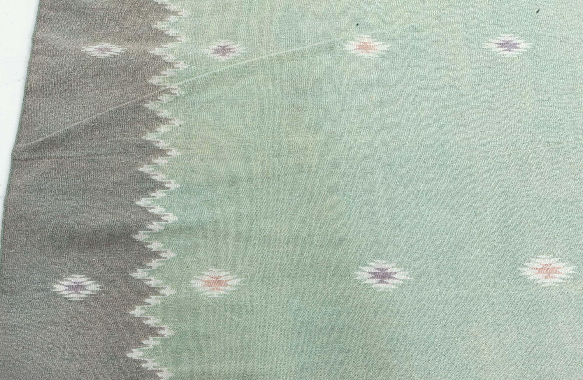 Alfombra Doris Leslie Blau Vintage Indian Dhurrie Verde Tejido a mano en venta