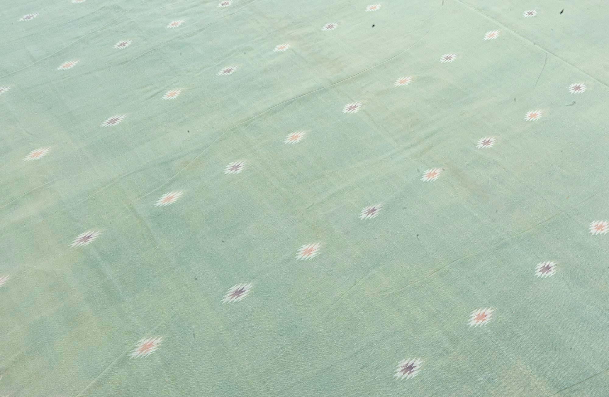 Alfombra Doris Leslie Blau Vintage Indian Dhurrie Verde en Bueno estado para la venta en New York, NY
